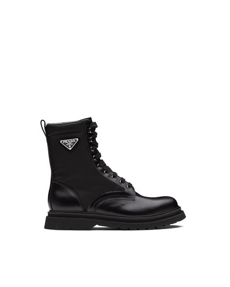 prada brushed rois leather and nylon boots|Prada leather boots.